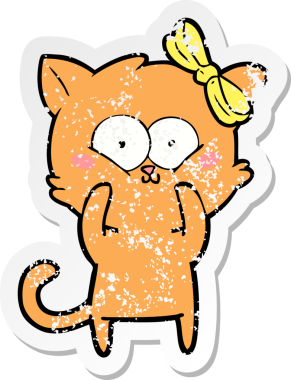 Bir insan tarafından çizilmiş karikatür bir kedinin sıkıntılı çıkartması.