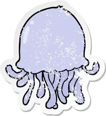 Bir insan tarafından çizilmiş karikatür denizanasının sıkıntılı çıkartması.