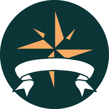 bir insan tarafından çizilmiş bir yıldızın pankartıyla dövme biçimi simgesi