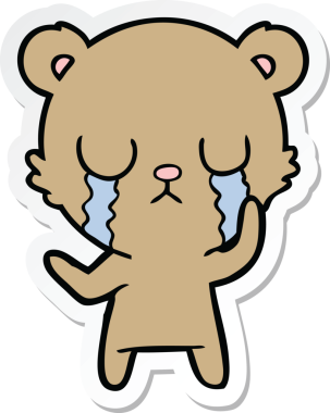 Bir insan tarafından çizilmiş ağlayan çizgi film ayısının çıkartması.