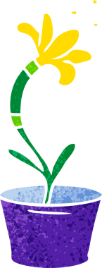 Bir insan tarafından çizilmiş bir ev bitkisinin el çizimi karikatürü