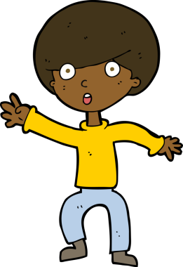 Bir insan tarafından çizilen panikleyen çocuk.