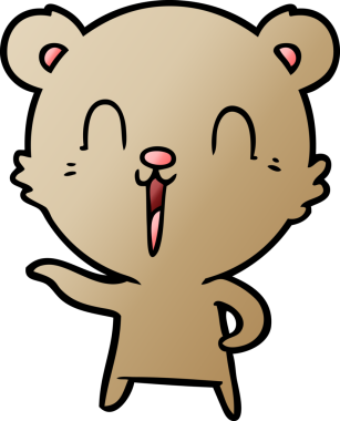 Bir insan tarafından çizilmiş mutlu çizgi film ayısı.