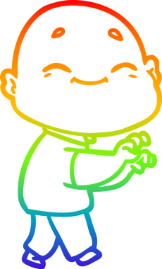 Gökkuşağı gradyan çizgi çizimi Bir insan tarafından çizilmiş mutlu kel adam