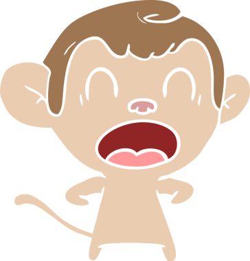 Bir insan tarafından çizilmiş düz renkli çizgi film maymunu