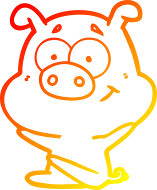 Bir insan tarafından çizilmiş mutlu çizgi film domuzu çizimi.