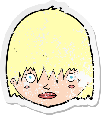 Bir insan tarafından çizilmiş, kederli bir karikatür çıkartması.