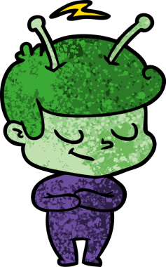 Bir insan tarafından çizilmiş dost canlısı çizgi film uzay adamı.