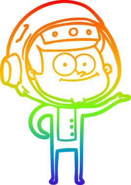 gökkuşağı gradyan çizimi mutlu bir astronot çizgi filmi bir insan tarafından çizildi