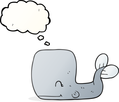 Bir insan tarafından çizilmiş serbest çizim balon karikatürü mutlu balina