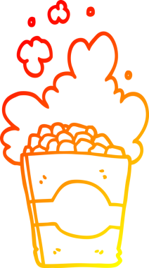 Bir insan tarafından çizilen patlamış mısırın sıcak çizgi çizimi