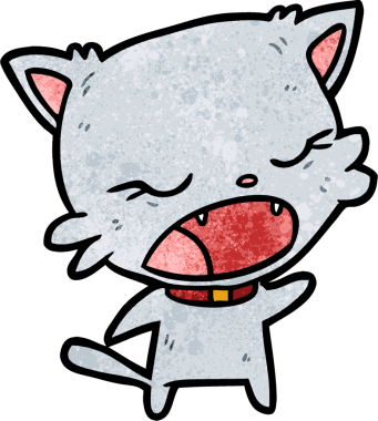 Bir insan tarafından çizilmiş şirin çizgi film kedisi.