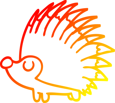 Bir insan tarafından çizilmiş sivri dikenli kirpinin sıcak çizgi çizimi