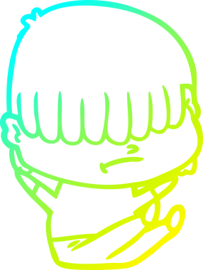 Bir insan tarafından çizilmiş dağınık saçlı bir çizgi film çocuğu çizimi.