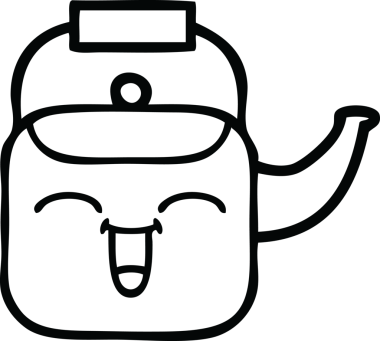 Bir insan tarafından çizilmiş bir çaydanlığın çizgi çizimi