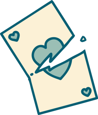 Bir insan tarafından çizilmiş yırtık bir kartın ikonik dövme şekli