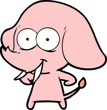 Bir insan tarafından çizilmiş mutlu bir fil.