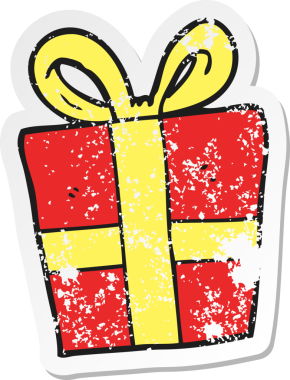 Bir insan tarafından çizilmiş bir karikatürün gerilimli geçmiş yılbaşı etiketi.