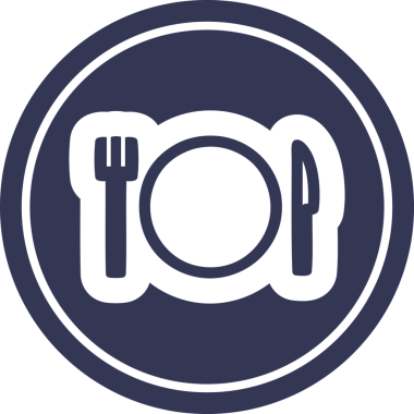 Bıçak çatalı ve bir insan tarafından çizilmiş dairesel simge.