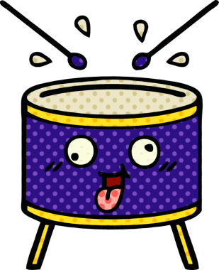 bir insan tarafından çizilmiş bir davul karikatürü.