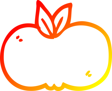 Bir insan tarafından çizilen elma çizgi romanının sıcak gradyan çizimi