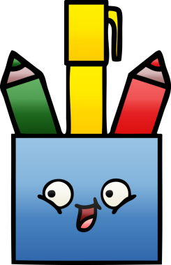 Bir insan tarafından çizilmiş kalem tenceresinin gölgelenmiş karikatürü