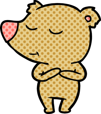 Bir insan tarafından çizilmiş mutlu çizgi film ayısı.