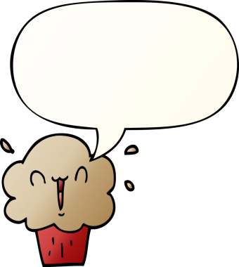 Bir insan tarafından çizilmiş yumuşak eğimli konuşma baloncuklu çizgi film keki.