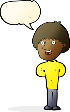 Bir insan tarafından çizilmiş konuşma balonlu mutlu adam çizgi filmi.