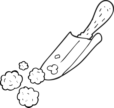 Bir insan tarafından çizilmiş siyah beyaz bir kürek.