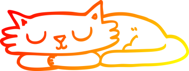 Bir insan tarafından çizilmiş uyuyan bir kedinin sıcak çizgi çizimi