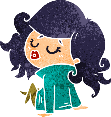 Bir insan tarafından çizilmiş sevimli bir kawai kızının serbest çizimi.