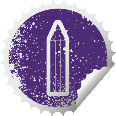 Bir insan tarafından çizilmiş bir kalemin sıkıntılı etiket simgesi