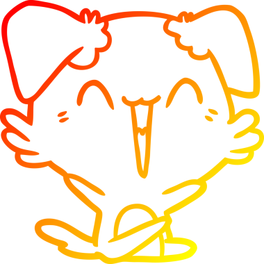 Bir insan tarafından çizilmiş mutlu, küçük bir köpek çizgi filmi.