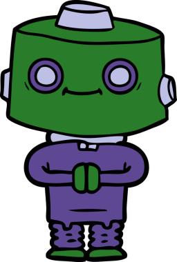 Bir insan tarafından çizilmiş çizgi film robotu