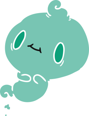 Bir insan tarafından çizilmiş sevimli bir kawai hayaletinin karikatür çizimi