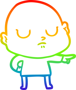 Gökkuşağı gradyan çizgisi bir insan tarafından çizilmiş kel bir adamın çizimi