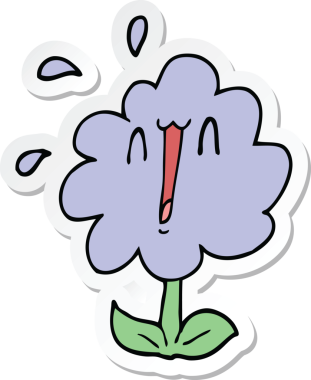 Bir insan tarafından çizilmiş karikatür çiçeğinin çıkartması.