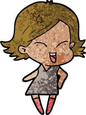 Bir insan tarafından çizilmiş mutlu çizgi film kızı.