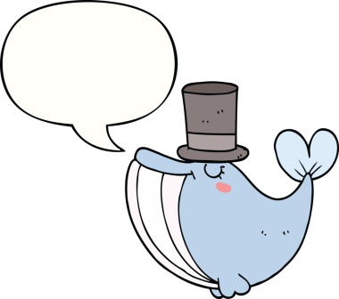 Bir insan tarafından çizilmiş, silindir şapkalı bir balina.