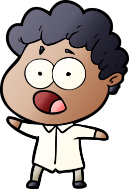 Bir insan tarafından çizilmiş bir karikatür adamı şaşkınlıkla nefes nefese kaldı.