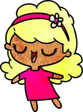 Bir insan tarafından çizilmiş, el yazısıyla çizilmiş tatlı bir kawai kızı karikatürü.