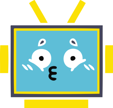 Bir insan tarafından çizilmiş robot kafasının düz renkli retro karikatürü