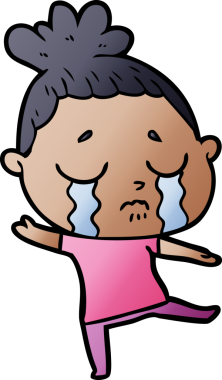 Bir insan tarafından çizilmiş ağlayan kadın çizgi filmi.