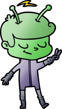 Bir insan tarafından çizilmiş dost canlısı çizgi film uzay adamı.