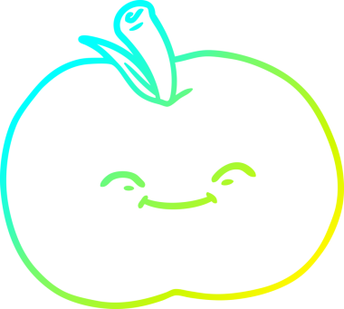 Bir insan tarafından çizilen elma karikatürünün soğuk gradyan çizimi