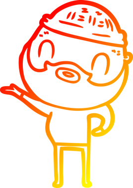 Bir insan tarafından çizilmiş sakallı bir adamın sıcak çizgi çizimi.