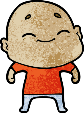 Bir insan tarafından çizilmiş mutlu, kel adam.