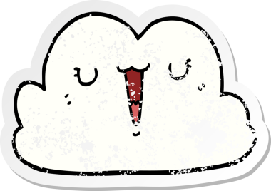 Bir insan tarafından çizilmiş şirin bir karikatür bulutunun sıkıntılı çıkartması.