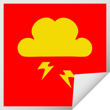 Bir insan tarafından çizilmiş gök gürültüsü bulutunun kare soyulmuş çıkartması.